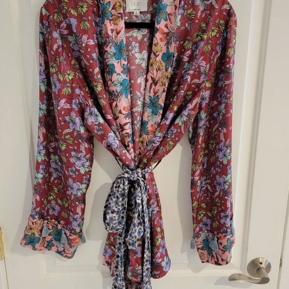 Johnny Was Silk Smoking Jacket/Kimono  XL size  NWOT - Picture 12 of 13